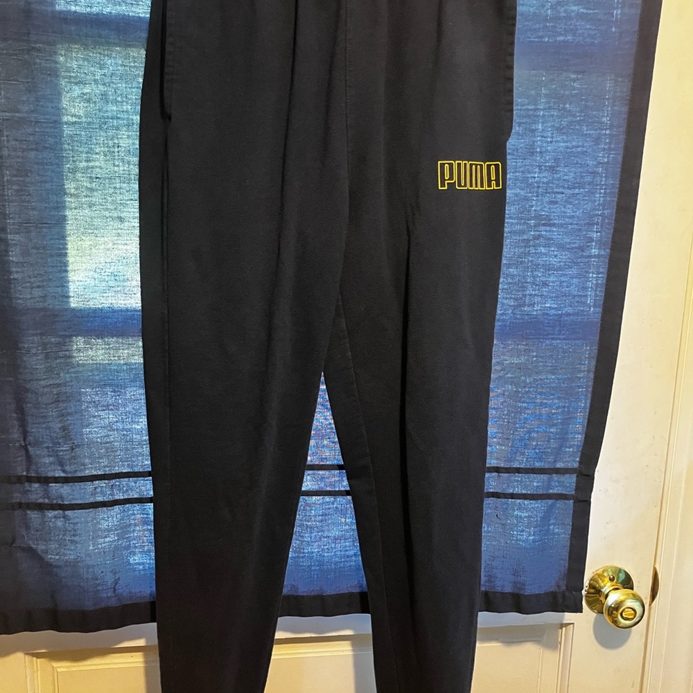 Puma Navy Joggers with Gold Logo boys size XL